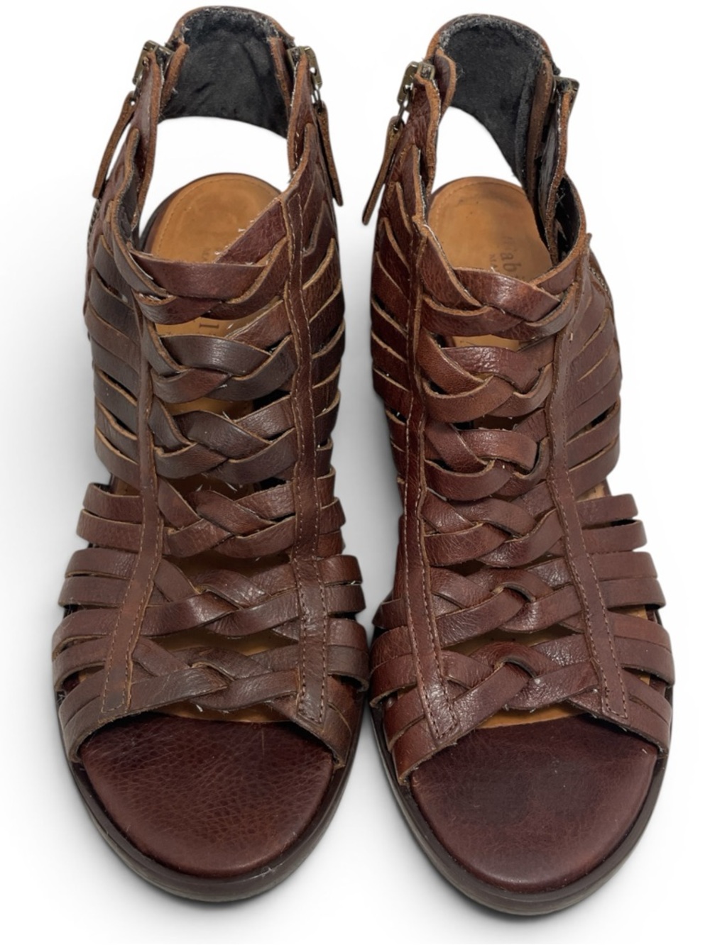Fabianelli Italian Brown Leather Woven Open-Toe Women’s Sandals Size 39 EU 8 US